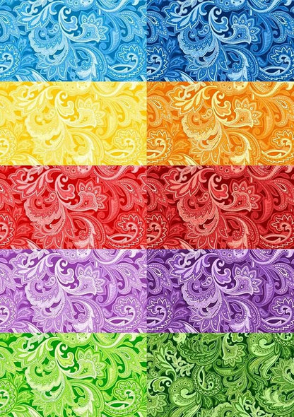 HANPATQUI 50PCS 10 x 10 inch Paisley Printed 100% Cotton Fat Quarters Fabric for Sewing and Quilting Bundles Precut Fabric Square for DIY Craft Patchwork