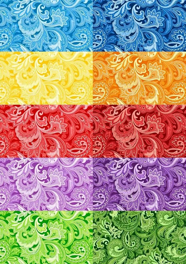 HANPATQUI 50PCS 8 x 8 inch Paisley Printed 100% Cotton Fat Quarters Fabric for Sewing and Quilting Bundles Precut Fabric Square for DIY Craft Patchwork