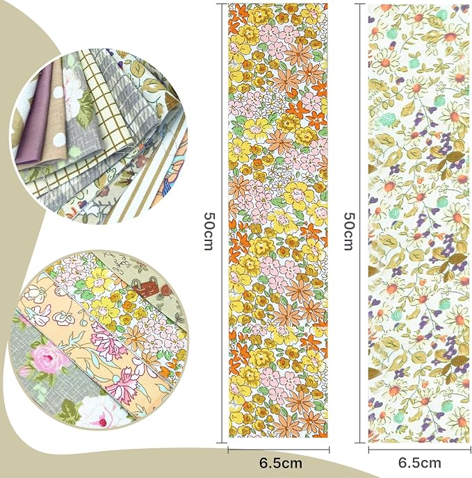 84 Pcs Jelly Roll Fabric Strips for Quilting Sewing 2.6 Inch Precut Cotton Floral Fabric Strips Bundles DIY Sewing Supplies Brown