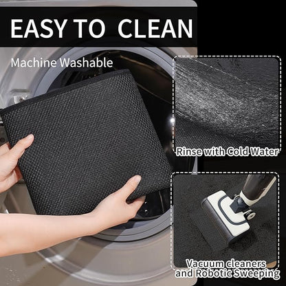 YDKGL Kitchen Mats for Floor, Super Absorbent Kitchen Rugs Non Slip Washable, Soft Imitation Linen Braided Kitchen Runner Rug, Standing Mat Kitchens Sink Mat, Easy to Clean, Black 17x71