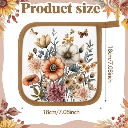 Bencailor 12 Pcs Pot Holders with Pocket Kitchen Hot Potholders Hot Pad Oven Mitts Cookie Bag Oven Gloves for Kitchen Gift Baking Cooking(Pastel,Flower)