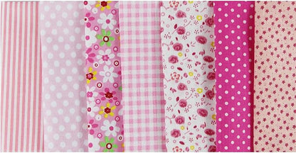 aufodara 7pcs 20” x 20” Cotton Fabric Squares Patchwork Bundle Making Supplies Quilting Weight 120 g/m² for Sewing Quilt DIY Artcraft Handwork (Pink)
