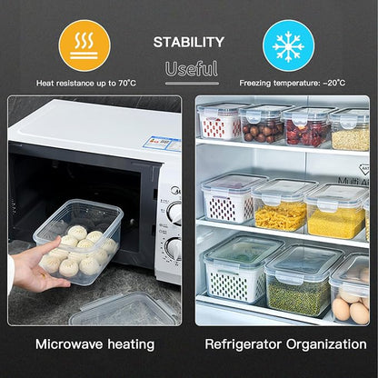 3 Pack Fruit Storage Containers for Fridge with Removable Colander – Airtight Produce Storage Containers with Lids, BPA-Free Berry Keeper for Vegetables, Lettuce & Meal Prep (29oz+59oz+112oz)