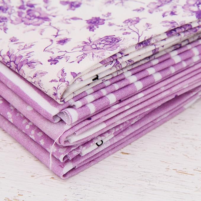 Threadart Exclusive 5 Fat Quarter Bundles - Lavender Vintage Prints 100% Cotton Fabric - Premium 100% Cotton Quilting Fabric - No Duplicates - Full Size Fat Quarters 18"x21" - Lavender
