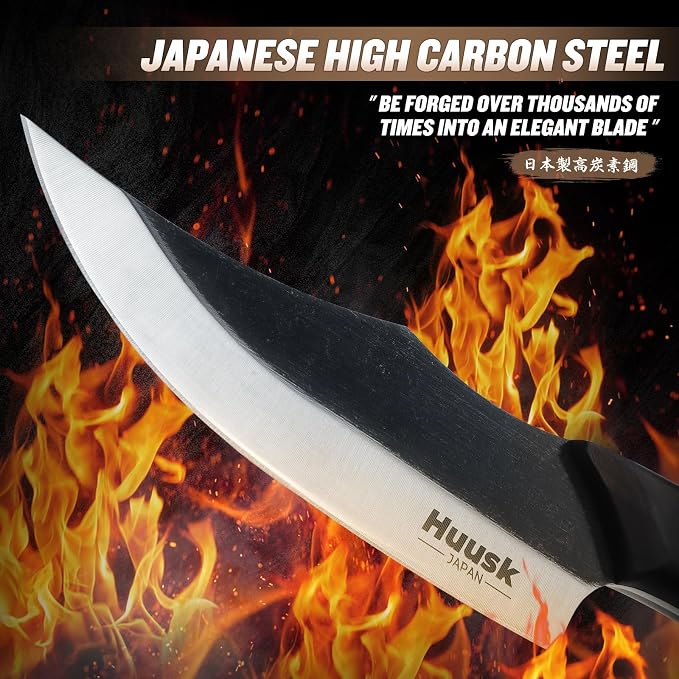 Huusk Butcher Knife for Meat Cutting,Japanese Boning Knife Meat Cleaver Knife with Sheath,Japan Chef Knife for Kitchen and Outdoor, Thanksgiving Christmas Gift for Dad