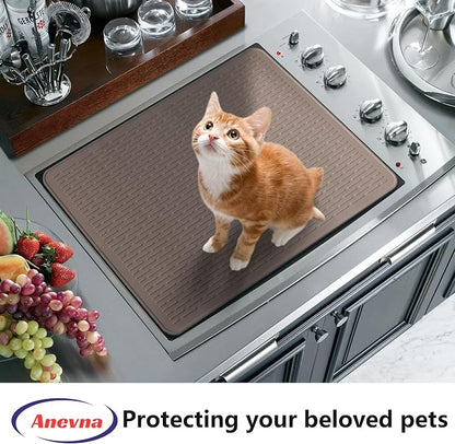 Stove Top Cover for Electric Stove- Range Covers for Electric Stove,Silicone XXL Dish Drying Mat, Glass Cooktop Covers, Flat RV Range top Mats (Coffee Thickened, 28"x20")