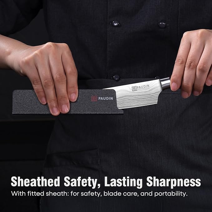 PAUDIN Chef Knife, 6 Inch Sharp Kitchen Knife, High Carbon Stainless Steel Utility Knives with Ergonomic Handle, Small Knifes for Home and Restaurant