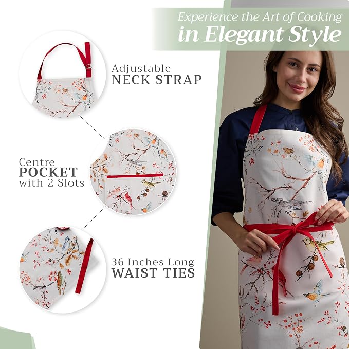 Maison d' Hermine 100% Cotton Apron for women with Pocket Kitchen Chef Apron for Men Cooking Spring Summer