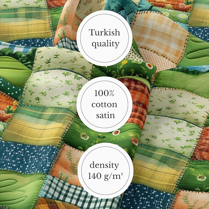 100% Cotton Fabric by the Yard – Turkish Quality Quilting & Sewing Fabric, 1 Yard x 1.69 Yards Wide, Patchwork Cotton for Crafts