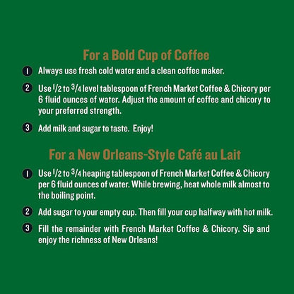 French Market Coffee & Chicory Decaffeinated Medium-Dark Roast Ground Coffee, 12oz Can (Pack of 6)