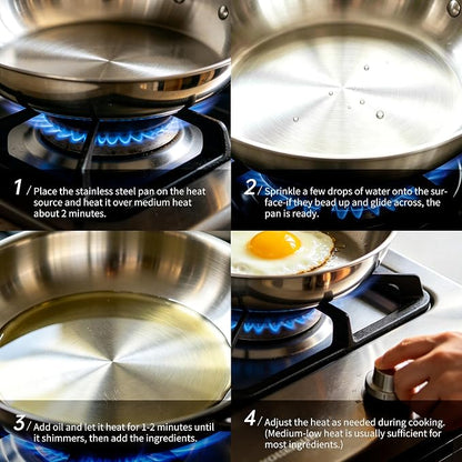 10 Pcs Stainless Steel Pots and Pan Sets for Various Cooking Needs | 5 Ply Clad, Compatible with All Cooktops, PTFE, PFAS and PFOA Free, Dishwasher Safe, Oven Safe Up to 800F