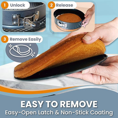 Springform Pan 9 Inch NONSTICK - Cheesecake Pan with Silicone Sleeve – NO LEAKS in Water Bath - No Foil Wrap Needed - Easy Cake Release – Sturdy Build - Heavy-Gauge Carbon Steel 0.4 mm