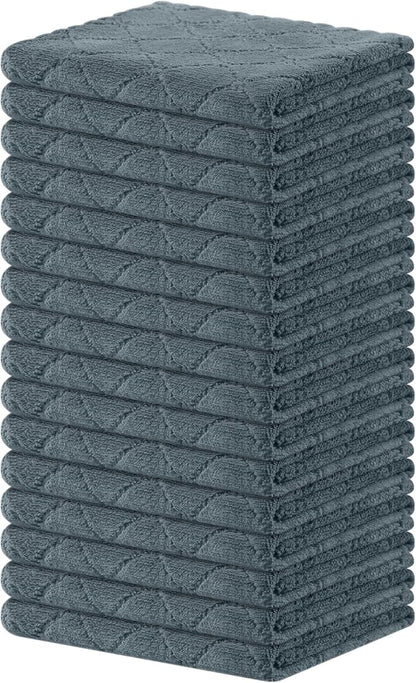 Homaxy 16 Pack Kitchen Cloths Dish Towels (13" x 19", Dark Grey), Super Soft and Absorbent Coral Velvet Dishcloths, Fast Drying No Lint Microfiber Cleaning Cloth