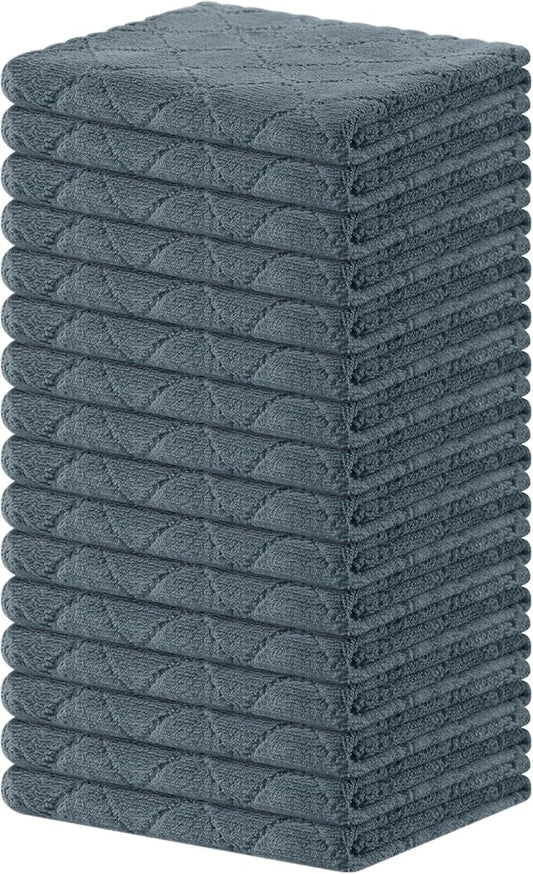 Homaxy 16 Pack Kitchen Cloths Dish Towels (13" x 19", Dark Grey), Super Soft and Absorbent Coral Velvet Dishcloths, Fast Drying No Lint Microfiber Cleaning Cloth