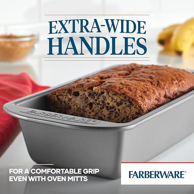 Farberware Bakeware Nonstick Loaf Pan, 9-Inch x 5-Inch, Loaf Bread Pans, Gray