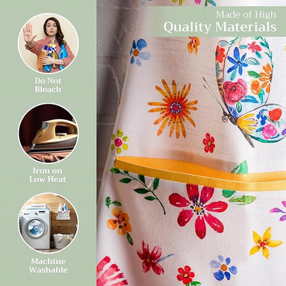 Maison d' Hermine 100% Cotton Apron for women with Pocket Kitchen Chef Apron for Men Cooking Spring Summer