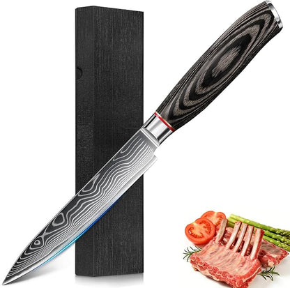 1 PCS Damascus Knife Set – 67-Layer High-Carbon Steel, Pro Chef/Slicing/Utility/Paring Knives & Cleaver, Rosewood Handle, for Home/Pro Chefs
