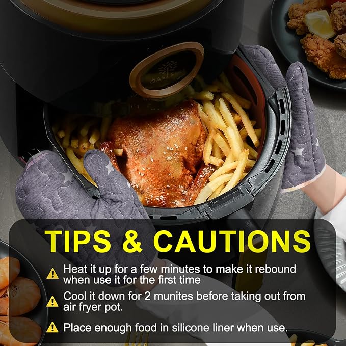 Seropy Silicone Air Fryer Liners Reusable Airfryer Liners 2 Pack 3-5 QT Silicone Pot 7.7 Inch, AirFryer Basket Round Mat Oven Baking Tray Replace Parchment Paper for Air Fryer