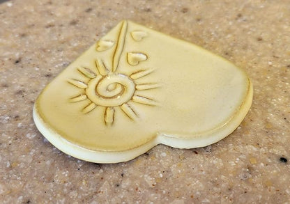 Heart Mini Spoon Rest for Coffee Teaspoon or Tea Ball - Small Size Countertop Miniature Ceramic Spoon Holder in Butter Cream