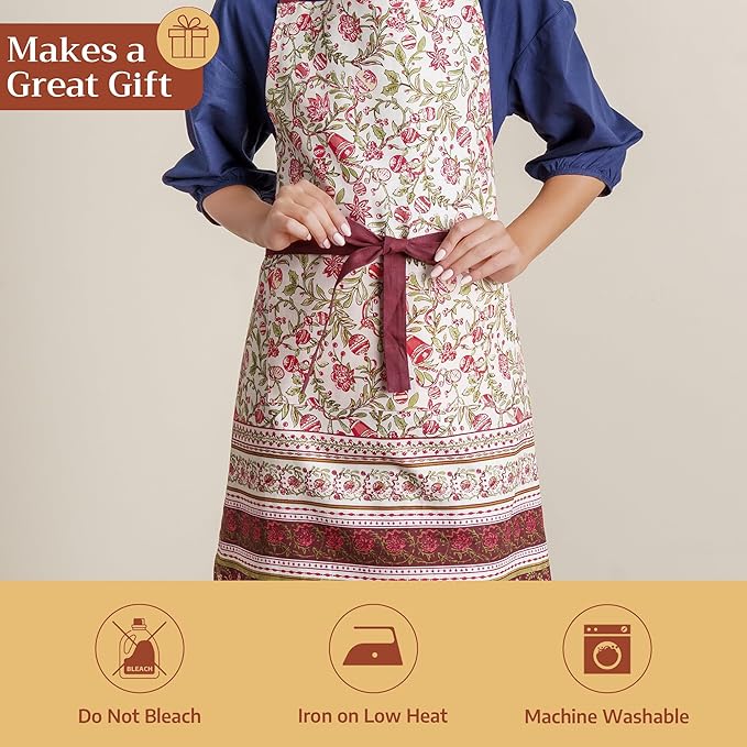 Maison d' Hermine 100% Cotton Apron for women with Pocket Kitchen Chef Apron for Men Cooking Spring Summer