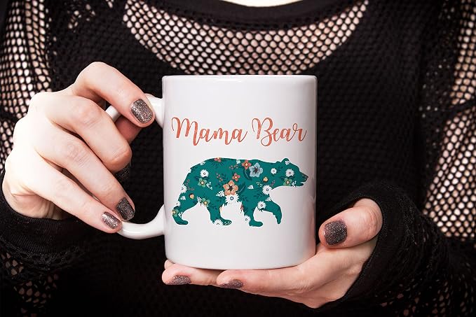 Vintage Floral Mama Bear Coffee Mug, Mother's Day Gifts, Gifts For Mom From Daughter Son, Mama Bear Floral Mugs, Floral Mom Graphic, Mothers Day Cozy Novelty Tea Cup