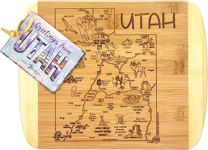 Totally Bamboo A Slice of Life Utah State Serving and Cutting Board, 11" x 8.75"