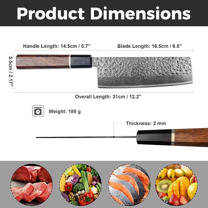 Kitory 6.5" Nakiri Knife, Ultra Sharp Japanese Vegetable Cleaver for Professional Chefs & Home Cooks, Ergonomic Real Wood Handle, 2026 Premium Kitchenware for Home & Restaurant