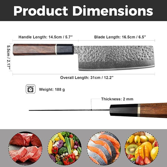 Kitory 6.5" Nakiri Knife, Ultra Sharp Japanese Vegetable Cleaver for Professional Chefs & Home Cooks, Ergonomic Real Wood Handle, 2026 Premium Kitchenware for Home & Restaurant