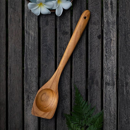 FAAY Right Hand Chopper, Wooden Spoon - Spatula, Break Up Ground Beef Utensils Made from High Moist Resistance Teak Wood for Non Stick Cookware. (Right Hand Chopper)