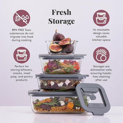 Kilner Fresh Storage 0.8 Litre Airtight Glass Container Durable Leakproof Lid with Vacuum Seal for Food Storage Leftovers Snacks Meal Prep Batch Cooking
