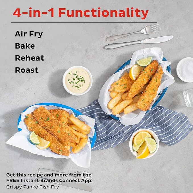 Instant Pot Vortex 5.7QT Air Fryer With Accessories, Custom Smart Cooking Programs, 4-in-1 Functions that Crisps, Roasts, Bakes and Reheats, 100+ In-App Recipes, from the Makers of Instant Pot, Black