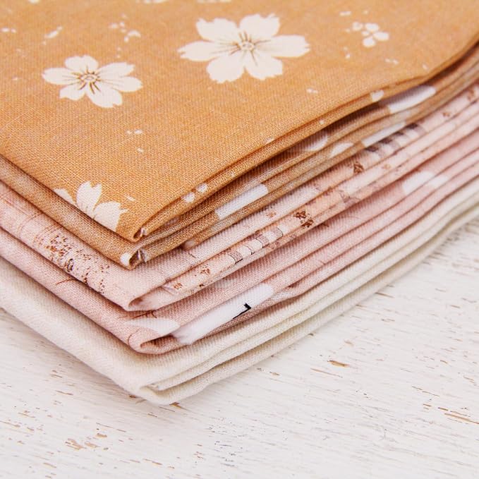 Threadart Exclusive 5 Fat Quarter Bundles - Ivory Vintage Prints 100% Cotton Fabric - Premium 100% Cotton Quilting Fabric - No Duplicates - Full Size Fat Quarters 18"x21" - Ivory