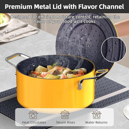Nuwave Lux 13pc Forged Lightweight Cookware Set PFAS Free, Healthy G10 Duralon Ceramic Coating, Ultra Non-Stick, Stay-Cool Handles, Works on All Cooktops & Induction Ready