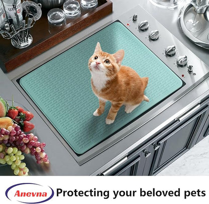 Stove Top Cover for Electric Stove- Range Covers for Electric Stove,Silicone XXL Dish Drying Mat, Glass Cooktop Covers, Flat RV Range top Mats (Aqua Thickened, 30"x21")
