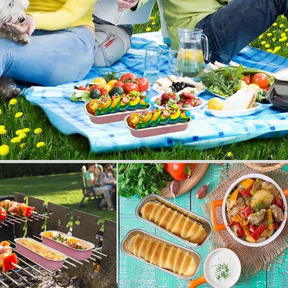 Mini Cake Pans with Lids and Spoons 200 Pack, Mini Loaf Pans with lids 6.8oz, Small Disposable Aluminum Foil Loaf Pans, Rectangular Baking Container for Party, Picnics and Birthday (Pink)