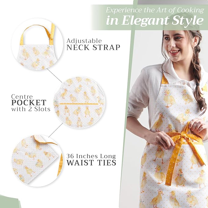 Maison d' Hermine 100% Cotton Apron for women with Pocket Kitchen Chef Apron for Men Cooking Spring Summer