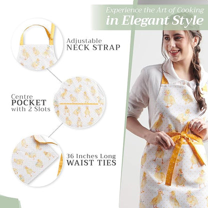 Maison d' Hermine 100% Cotton Apron for women with Pocket Kitchen Chef Apron for Men Cooking Spring Summer