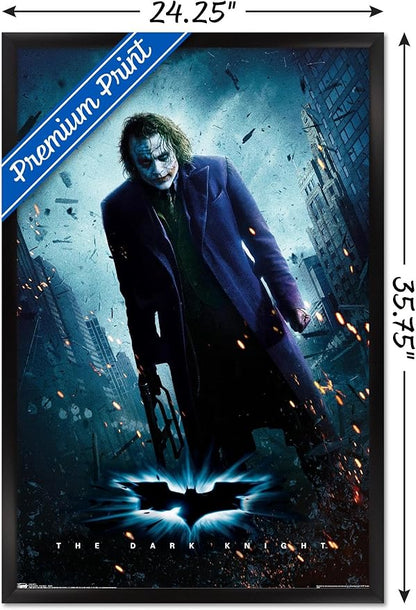 Trends International DC Comics Movie - The Dark Knight - The Joker - One Sheet Wall Poster, 22.375" x 34", Black Framed Version