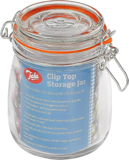 Tala 750ml Classic Lever Arm Storage Jar Airtight & Versatile Perfect for Storing Foods, Preserving Fresh Goods and reducing Waste, Solid Glass Body - 750ml Capacity
