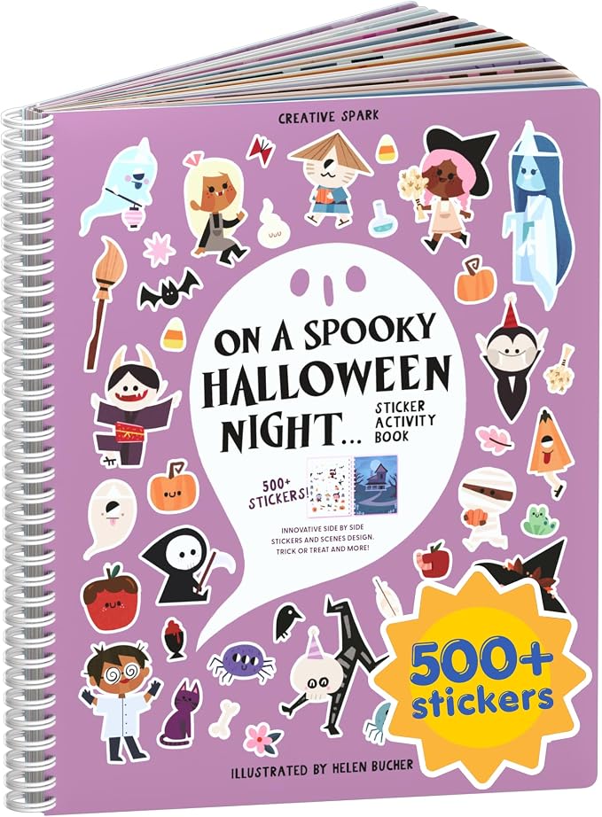 Halloween 500+ Kids Sticker Book by Cupkin Fun Toddler Holiday Activity Coloring and Sticker Book, Road Trip Essentials, 12 Coloring Pages 12 Side by Side Scenes for Ages 2–8 Years