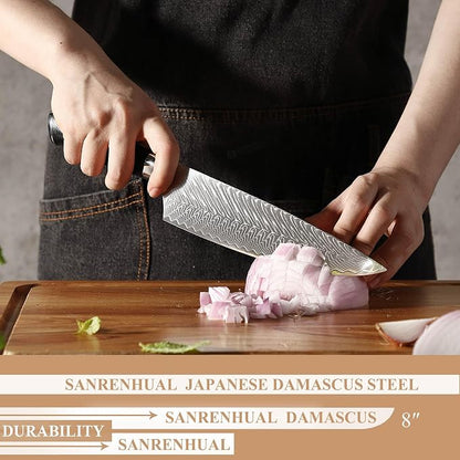 Damascus Chef Knife 8 inch, 67-Layer High Carbon Steel Kitchen Knife Ultra Sharp Japanese Chef Knives, Professional Kitchen Chef's Knife, with G10 Ergonomic Handle/Gift Box