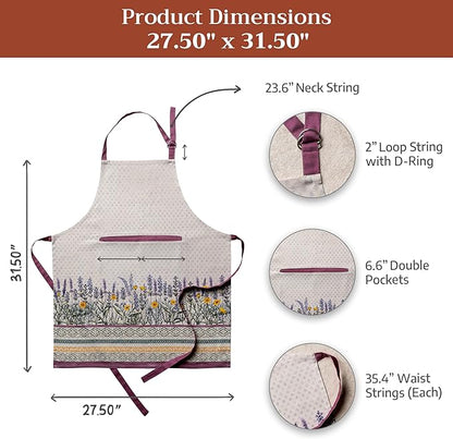 Maison d' Hermine 100% Cotton Apron for women with Pocket Kitchen Chef Apron for Men Cooking Spring Summer