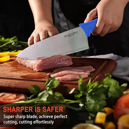 8 inch Japanese High Carbon Stainless Steel Chef Knife, Professional Extra Sharp Wide Cook Knife with Non-slip Ergonomic Handle, for Kitchen Home Restaurant