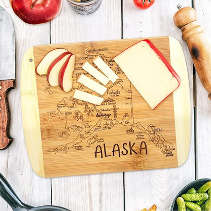 Totally Bamboo A Slice of Life Alaska State Serving and Cutting Board, 11" x 8.75"