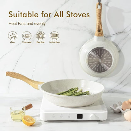 SENSARTE Nonstick Ceramic Frying Pan Skillet, 10 Inch Omelet Pan, Healthy Non Toxic Chef Pan, Induction Pan with Heat Resistant Handle, PFAS-Free