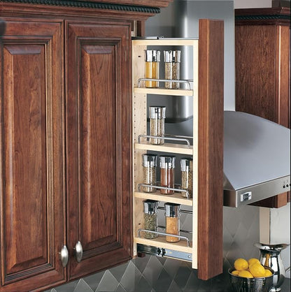 Rev-A-Shelf Kitchen Cabinet Pullout Wall Filler Wooden Organizer Slide Out Pantry Storage w/Soft-Close in Multiple Sizes, 6 x 39 in, 432-WFBBSC39-6C