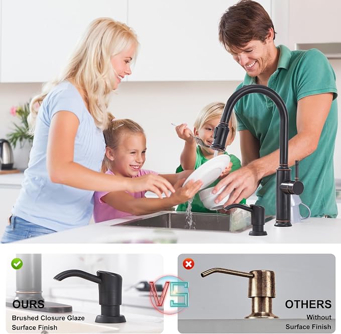 GAGALIFE Built in Counter Soap Dispenser (Oil-Rubbed Bronze) for Kitchen Sink and Soap Dispenser Extension Tube, Anti-Leakage Upgrade with 40" Soap Tube, No More Top Refill