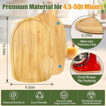 Mixer Slider for Kitchenaid Mixer 4.5-5 Qt Tilt-Head Stand Mixer Bamboo Wood Countertop Appliance Sliding Tray Mover Sliding Caddy for Kitchen Aid Slider Mat Accessories Attachments Natural Bamboo