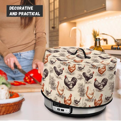 Farm Chickens Slow Cooker Cover for Pot Dust Cover Fits for Most 6-8 Quart Oval Slow Cooker Dustproof Small Appliance Accessories Decor