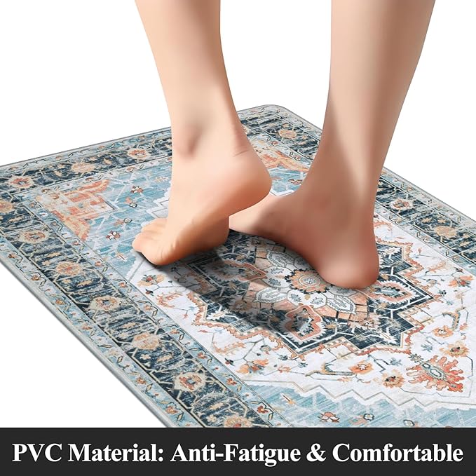 Cushioned Kitchen Rug Sets 3 Piece Anti Fatigue Kitchen Mats for Floor Non Slip Waterproof Kitchen Rugs and Mats Comfort Standing Mat Runner for Home Office,Sink,Laundry